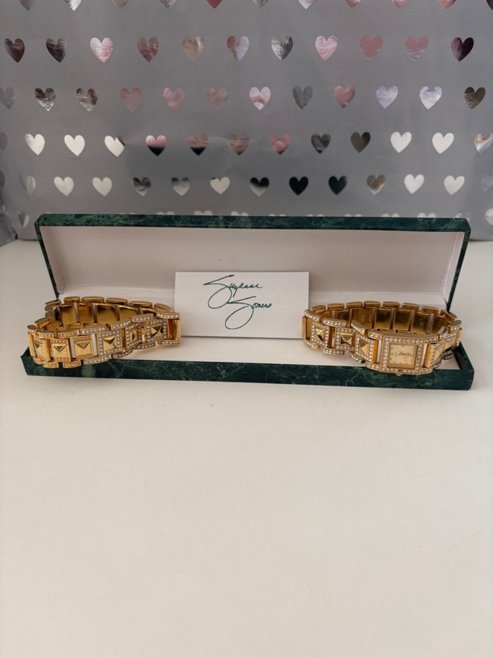 Suzanne Somers Gold Crystal-Accented Link Bracelet - Watch
